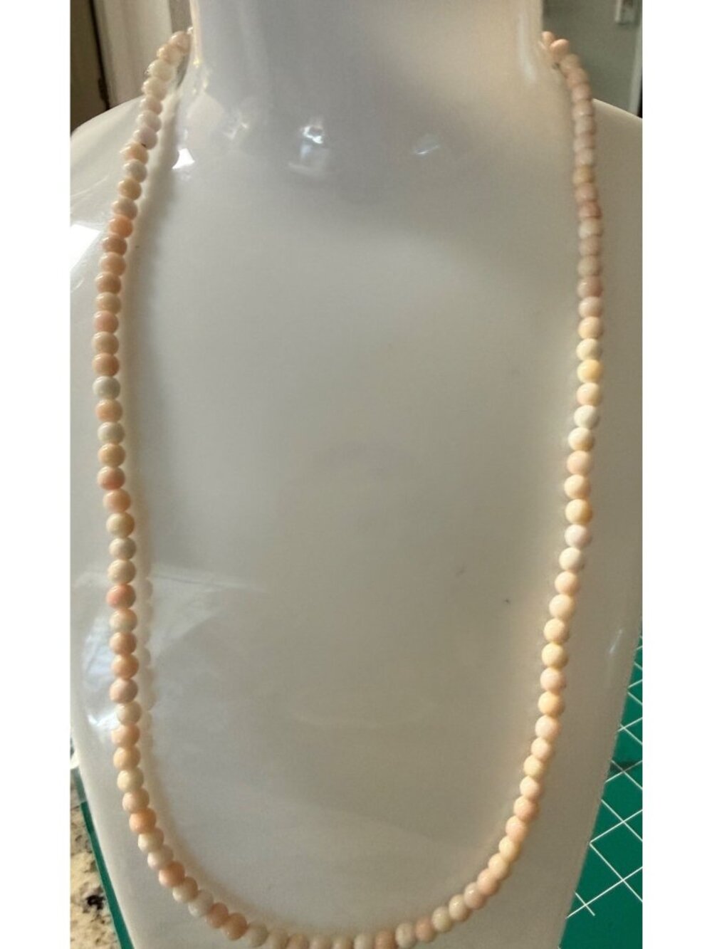 Nwt Artisan Handcrafted Pink Conch Bead Necklace 18" Sterling Silver Clasp gift